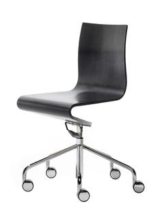 Work Chair Seesaw Chrome plated, with gas spring|Without armrests|Black ash