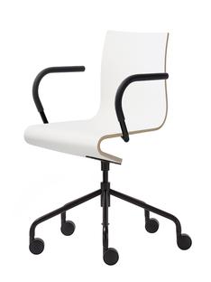 Work Chair Seesaw Black, with spindle|With armrests, same colour as base|Natural beech/White laminated melamine