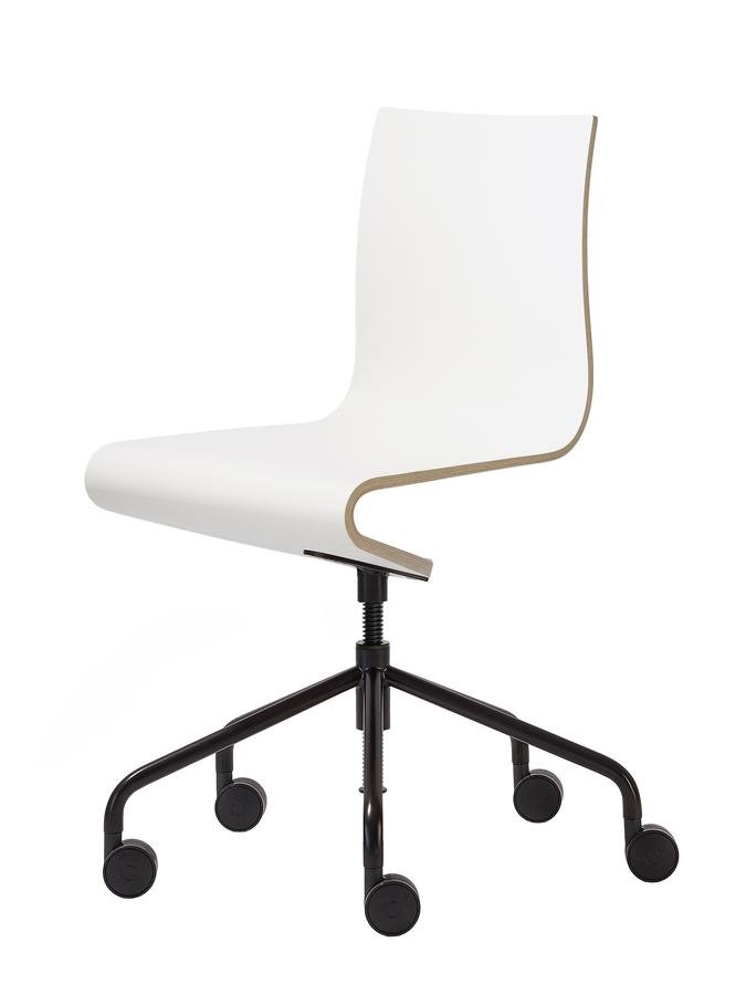 Work Chair Seesaw Black with spindle Without armrests Natural beech White laminated melamine
