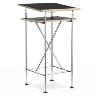 High Desk Milla 50cm|Chrome|Black melamine with oak edges