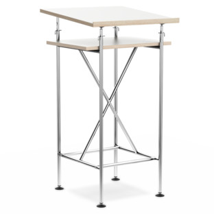 High Desk Milla 50cm|Chrome|White melamine with oak edges