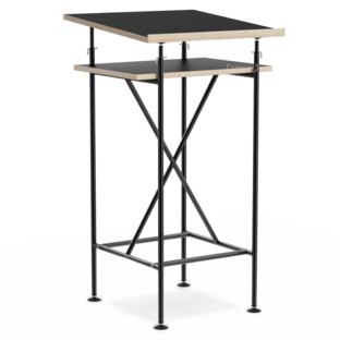 High Desk Milla 50cm|Black|Black melamine with oak edges