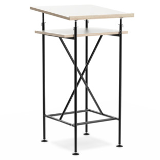 High Desk Milla 50cm|Black|White melamine with oak edges