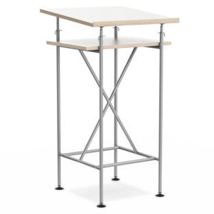 High Desk Milla 50cm|Silver|White melamine with oak edges
