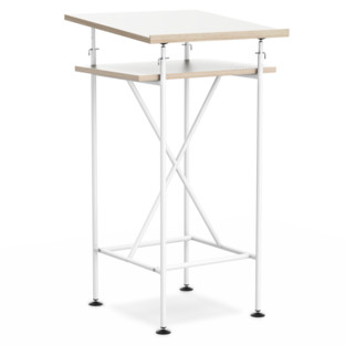 High Desk Milla 50cm|White|White melamine with oak edges