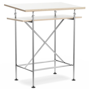 High Desk Milla 70cm|Chrome|White melamine with oak edges