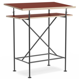 High Desk Milla 70cm|Black|Linoleum salsa red (Forbo 4164) with oak edges