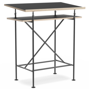 High Desk Milla 70cm|Black|Linoleum nero (Forbo 4023) with oak edges