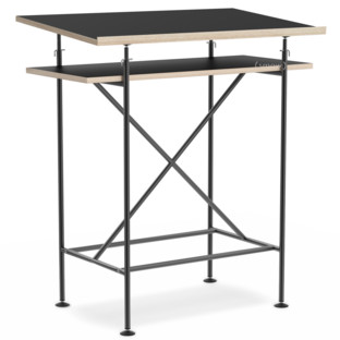 High Desk Milla 70cm|Black|Black melamine with oak edges