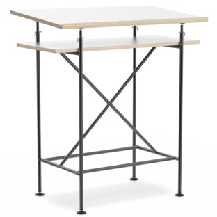 High Desk Milla 70cm|Black|White melamine with oak edges