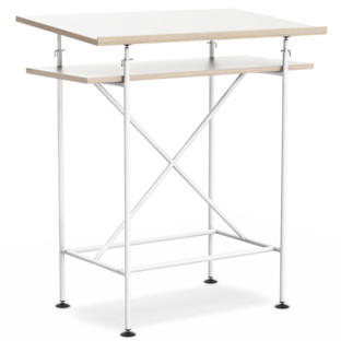 High Desk Milla 70cm|White|White melamine with oak edges