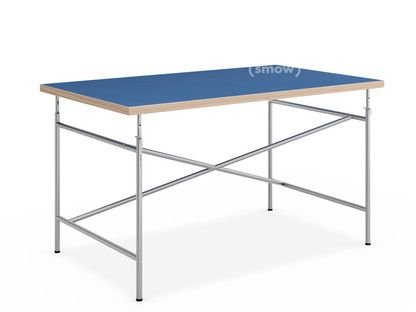 Children's Table Eiermann 120 x 70 cm|Linoleum midnight blue (Forbo 4181) with oak edges|Silver