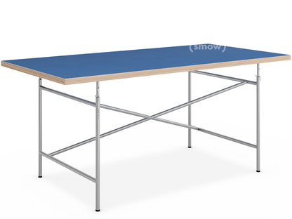 Children's Table Eiermann 150 x 75 cm|Linoleum midnight blue (Forbo 4181) with oak edges|Silver