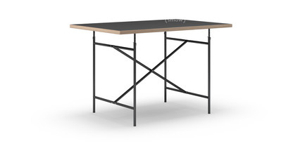 Eiermann Table Linoleum black (Forbo 4023) with oak edge|120 x 80 cm|Black|Vertical,  centred (Eiermann 2)|80 x 66 cm