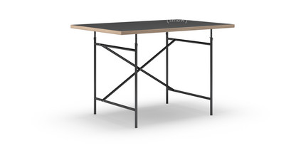 Eiermann Table Linoleum black (Forbo 4023) with oak edge|120 x 80 cm|Black|Vertical,  offset (Eiermann 2)|80 x 66 cm