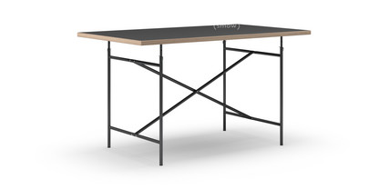 Eiermann Table Linoleum black (Forbo 4023) with oak edge|140 x 80 cm|Black|Vertical,  centred (Eiermann 2)|100 x 66 cm