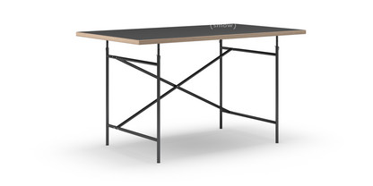 Eiermann Table Linoleum black (Forbo 4023) with oak edge|140 x 80 cm|Black|Vertical,  offset (Eiermann 2)|100 x 66 cm