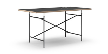 Eiermann Table Linoleum black (Forbo 4023) with oak edge|160 x 80 cm|Black|Angled, centred (Eiermann 1)|110 x 66 cm