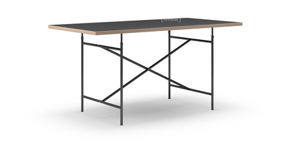 Eiermann Table Linoleum black (Forbo 4023) with oak edge|160 x 80 cm|Black|Vertical,  centred (Eiermann 2)|100 x 66 cm