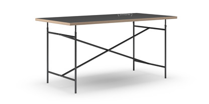 Eiermann Table Linoleum black (Forbo 4023) with oak edge|160 x 80 cm|Black|Vertical,  centred (Eiermann 2)|135 x 66 cm