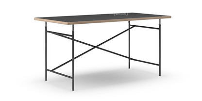 Eiermann Table Linoleum black (Forbo 4023) with oak edge|160 x 80 cm|Black|Vertical,  offset (Eiermann 2)|135 x 66 cm