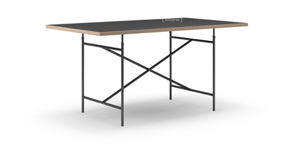 Eiermann Table Linoleum black (Forbo 4023) with oak edge|160 x 90 cm|Black|Vertical,  centred (Eiermann 2)|100 x 66 cm
