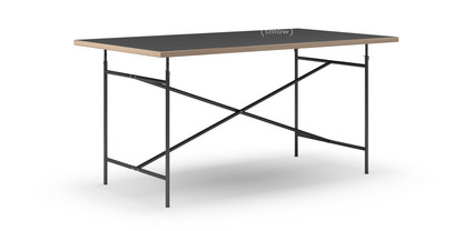 Eiermann Table Linoleum black (Forbo 4023) with oak edge|160 x 90 cm|Black|Vertical,  centred (Eiermann 2)|135 x 66 cm