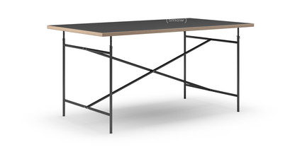 Eiermann Table Linoleum black (Forbo 4023) with oak edge|160 x 90 cm|Black|Vertical,  centred (Eiermann 2)|135 x 78 cm