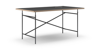Eiermann Table Linoleum black (Forbo 4023) with oak edge|160 x 90 cm|Black|Vertical,  offset (Eiermann 2)|135 x 66 cm