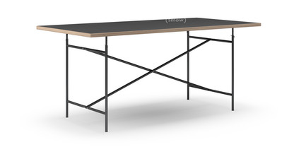 Eiermann Table Linoleum black (Forbo 4023) with oak edge|180 x 90 cm|Black|Vertical,  centred (Eiermann 2)|135 x 66 cm