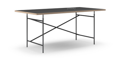 Eiermann Table Linoleum black (Forbo 4023) with oak edge|180 x 90 cm|Black|Vertical,  offset (Eiermann 2)|135 x 66 cm