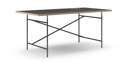 Eiermann Table Linoleum black (Forbo 4023) with oak edge|180 x 90 cm|Black|Vertical,  offset (Eiermann 2)|135 x 78 cm