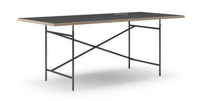 Eiermann Table Linoleum black (Forbo 4023) with oak edge|200 x 90 cm|Black|Vertical,  offset (Eiermann 2)|135 x 66 cm