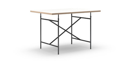 Eiermann Table White melamine with oak edge|120 x 80 cm|Black|Vertical,  centred (Eiermann 2)|80 x 66 cm