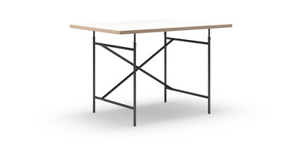 Eiermann Table White melamine with oak edge|120 x 80 cm|Black|Vertical,  offset (Eiermann 2)|80 x 66 cm