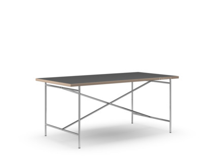 Eiermann 2 Dining Table Linoleum black (Forbo 4023) with oak edge|160 x 83 cm|Chrome