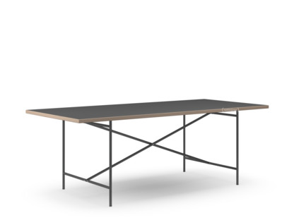 Eiermann 2 Dining Table Linoleum black (Forbo 4023) with oak edge|200 x 90 cm|Black