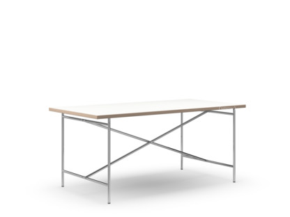 Eiermann 2 Dining Table White melamine with oak edge|160 x 83 cm|Chrome