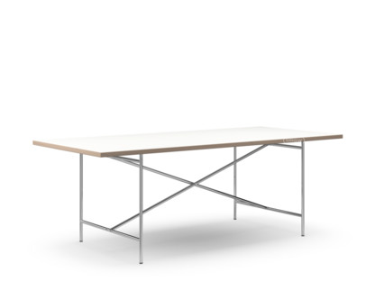 Eiermann 2 Dining Table White melamine with oak edge|200 x 90 cm|Chrome