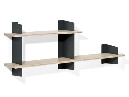 Wall Shelf Atelier 3-layer fir/spruce veneer with white-pigmented lacquer|Black|Version 3|1x 100 + 1x 160 cm
