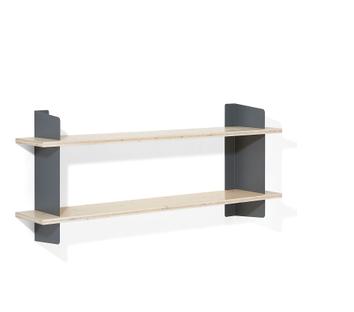 Wall Shelf Atelier 3-layer fir/spruce veneer with white-pigmented lacquer|Basalt grey|Version 2|160 cm