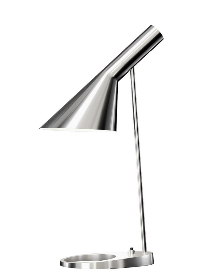 Louis Poulsen AJ Table Lamp Stainless Steel by Arne Jacobsen, - Designer furniture by smow.com