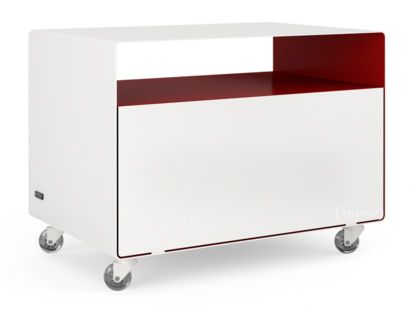 Trolley R 107N Bicoloured|Pure white (RAL 9010) - Ruby red (RAL 3003)|Transparent castors