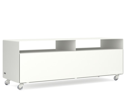 TV Lowboard R 109N Self-coloured|Pure white (RAL 9010)|Transparent castors