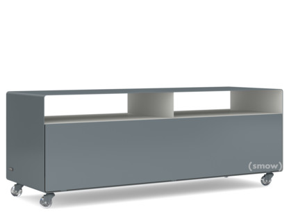 TV Lowboard R 109N Bicoloured|Basalt grey (RAL 7012) - Pure white (RAL 9010)|Transparent castors