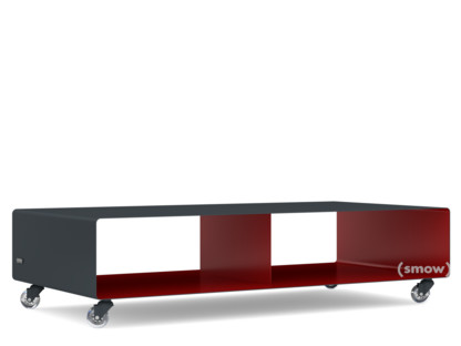 TV Lowboard R 200N Bicoloured|Anthracite grey (RAL 7016) - Ruby red (RAL 3003)|Transparent castors