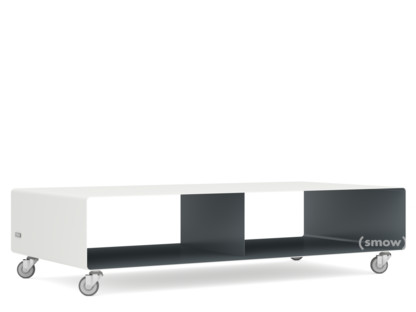 TV Lowboard R 200N Bicoloured|Pure white (RAL 9010) - Basalt grey (RAL 7012)|Industrial castors