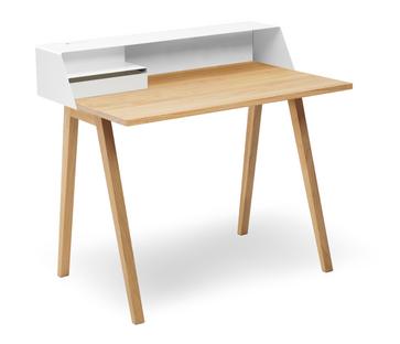 PS04/PS05 Secretary W 100 x D 63 cm (PS04)|Pure white (RAL 9010)|Oiled oak|With power box
