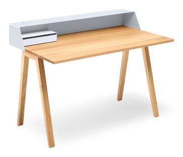 PS04/PS05 Secretary W 120 x D 75 cm (PS05)|Signal white (RAL 9003)|Oiled oak|With power box