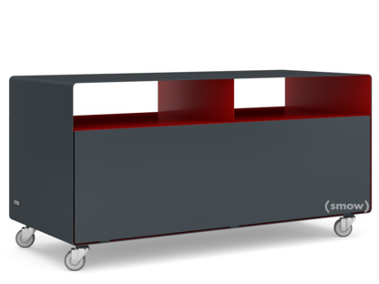 TV Lowboard R 108N Anthracite grey (RAL 7016) - Ruby red (RAL 3003)|Industrial castors